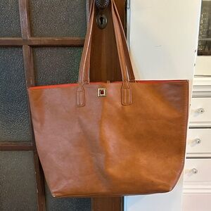 Shiraleah Vegan Leather Tote Bag with Red Trim